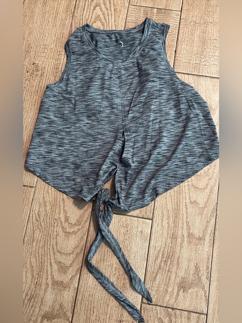 Gray Tie-Front Sleeveless Tank Top